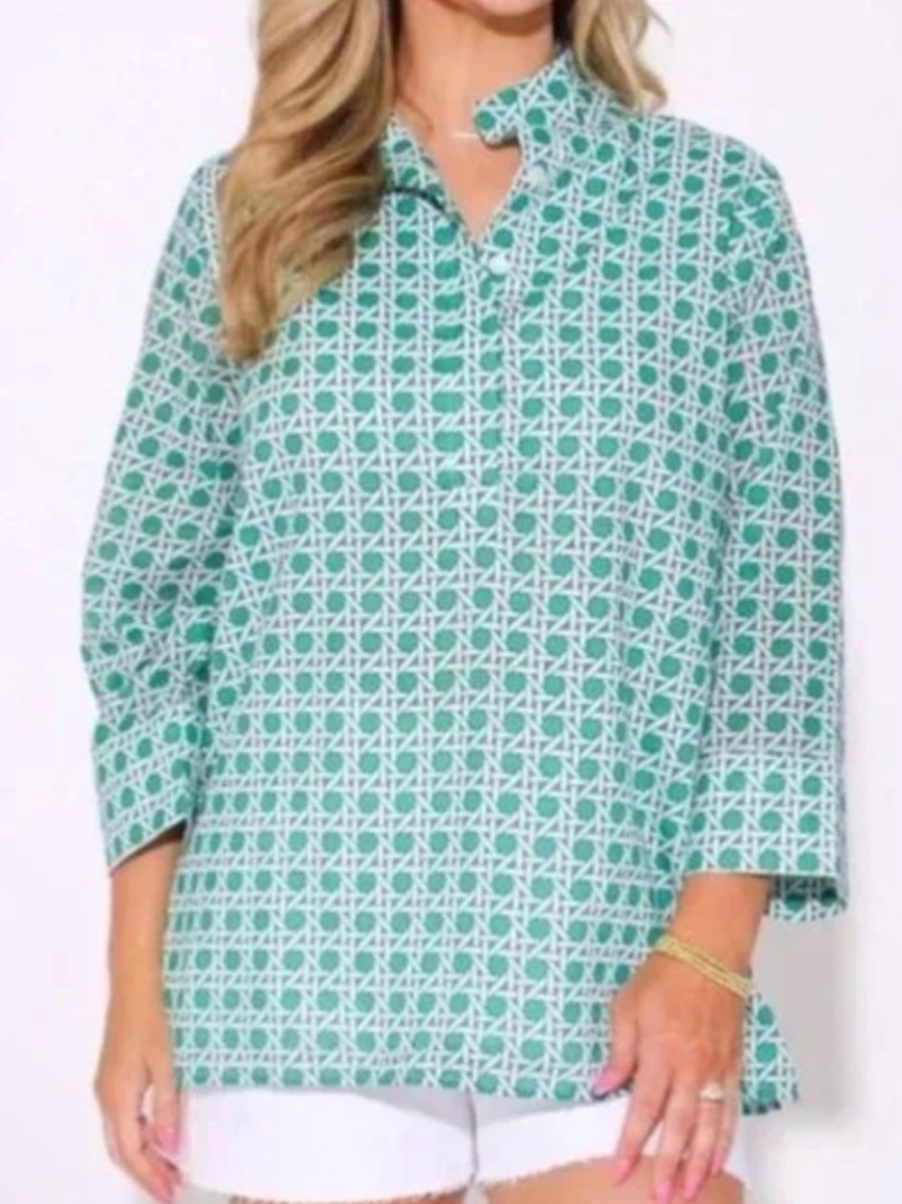 Jude Connally Cricket Tunic Women's Green White Garden Lattice M NWT $168